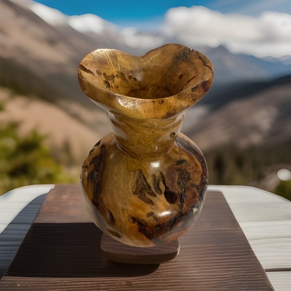 Live Edge Wood Vase - Vintage Wood Art - Decorative‎ Raw Edge Wood Distressed